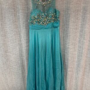 Teal Prom/Winter Ball Floor Length Dress
